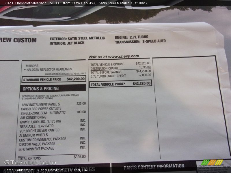  2021 Silverado 1500 Custom Crew Cab 4x4 Window Sticker