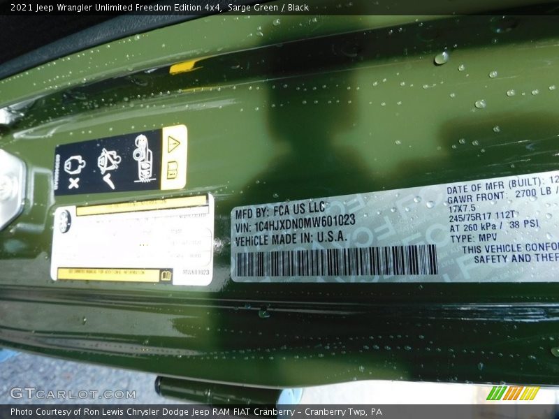 Sarge Green / Black 2021 Jeep Wrangler Unlimited Freedom Edition 4x4
