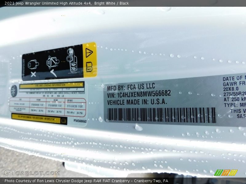 Bright White / Black 2021 Jeep Wrangler Unlimited High Altitude 4x4