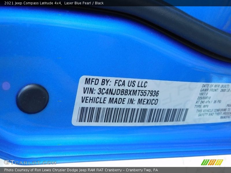 Laser Blue Pearl / Black 2021 Jeep Compass Latitude 4x4
