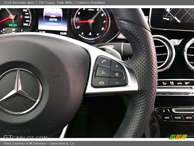 Polar White / Cranberry Red/Black 2018 Mercedes-Benz C 300 Coupe