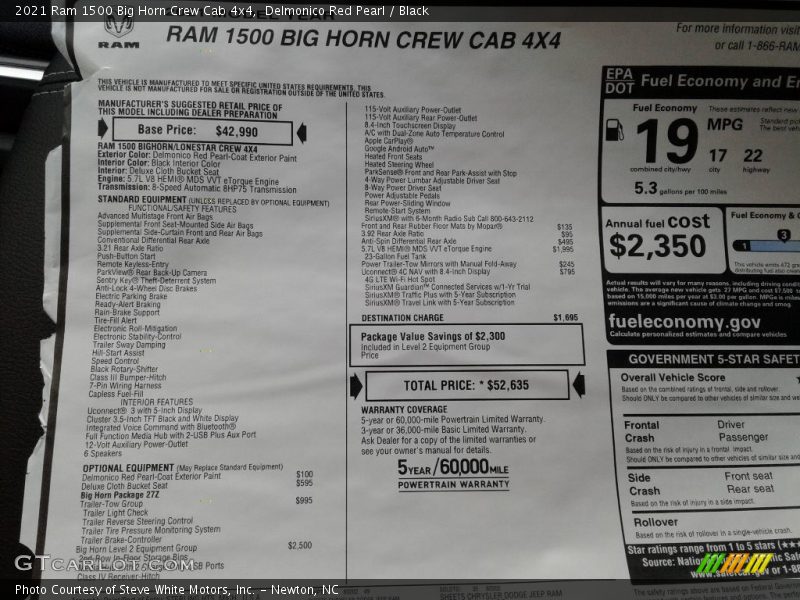 Delmonico Red Pearl / Black 2021 Ram 1500 Big Horn Crew Cab 4x4