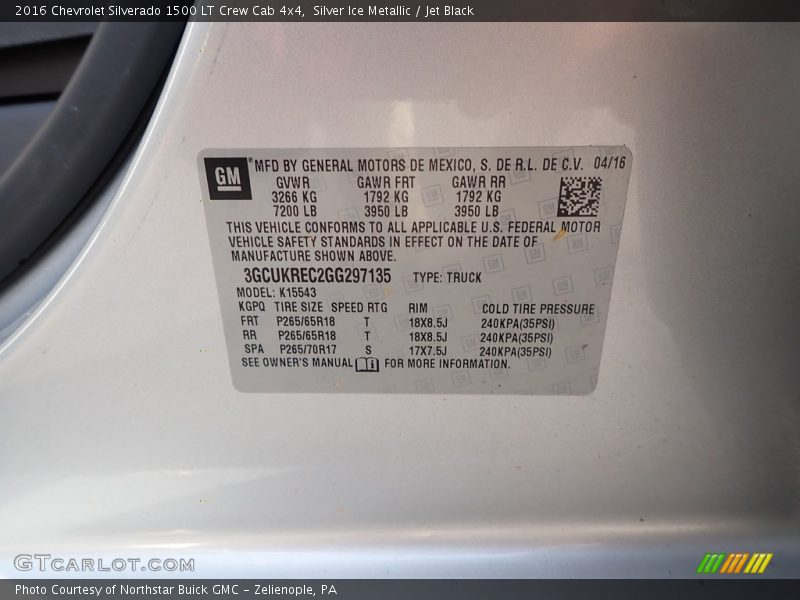Silver Ice Metallic / Jet Black 2016 Chevrolet Silverado 1500 LT Crew Cab 4x4