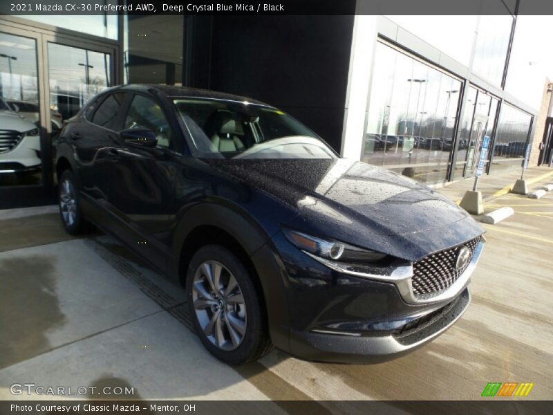 Deep Crystal Blue Mica / Black 2021 Mazda CX-30 Preferred AWD