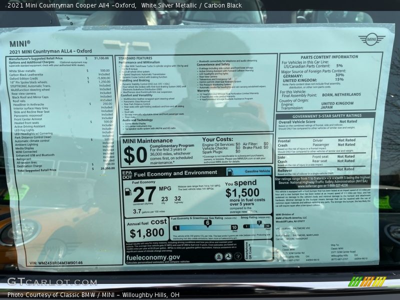  2021 Countryman Cooper All4 -Oxford Window Sticker