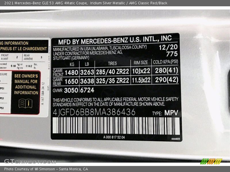 2021 GLE 53 AMG 4Matic Coupe Iridium Silver Metallic Color Code 775