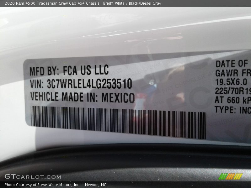 Bright White / Black/Diesel Gray 2020 Ram 4500 Tradesman Crew Cab 4x4 Chassis