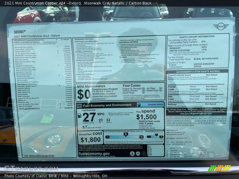  2021 Countryman Cooper All4 -Oxford Window Sticker