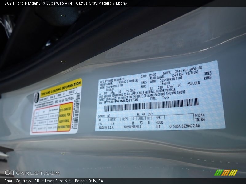 2021 Ranger STX SuperCab 4x4 Cactus Gray Metallic Color Code NE
