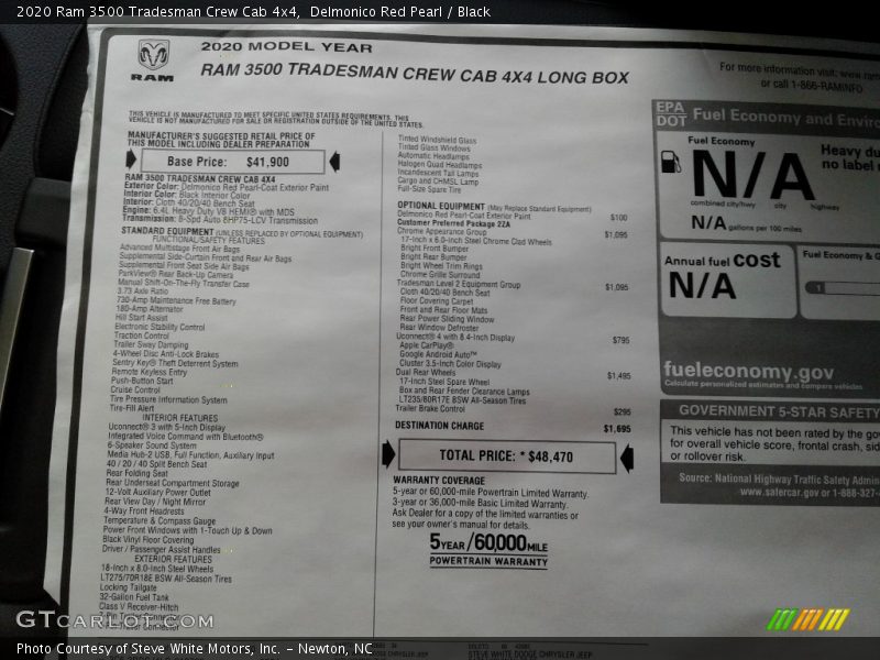 Delmonico Red Pearl / Black 2020 Ram 3500 Tradesman Crew Cab 4x4