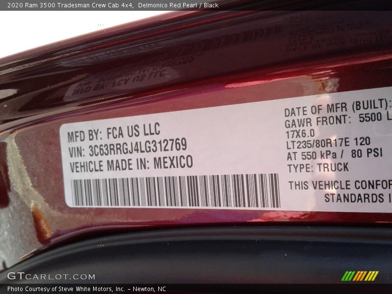 Delmonico Red Pearl / Black 2020 Ram 3500 Tradesman Crew Cab 4x4