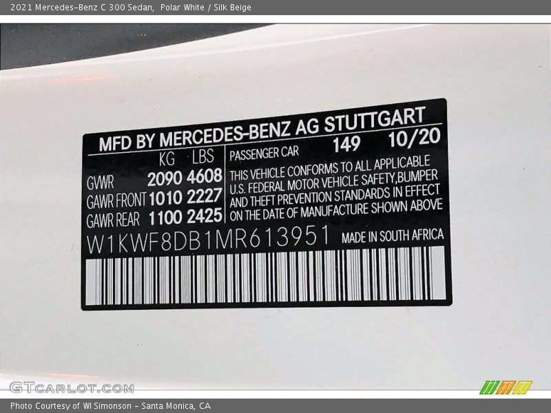 Polar White / Silk Beige 2021 Mercedes-Benz C 300 Sedan