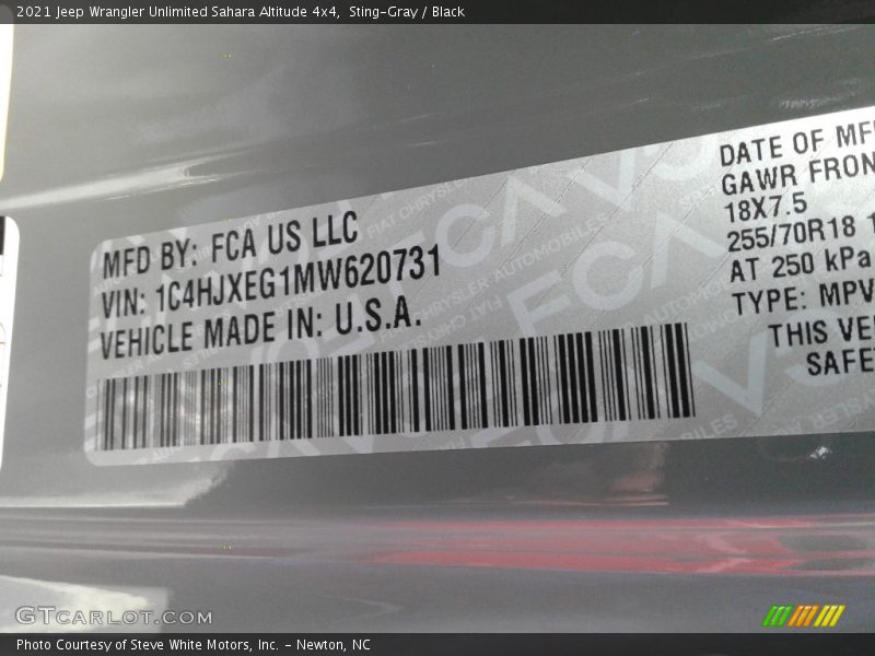 Sting-Gray / Black 2021 Jeep Wrangler Unlimited Sahara Altitude 4x4