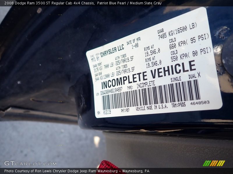 PB7 - 2008 Dodge Ram 3500 ST Regular Cab 4x4 Chassis