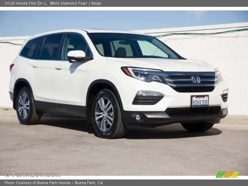 White Diamond Pearl / Beige 2018 Honda Pilot EX-L