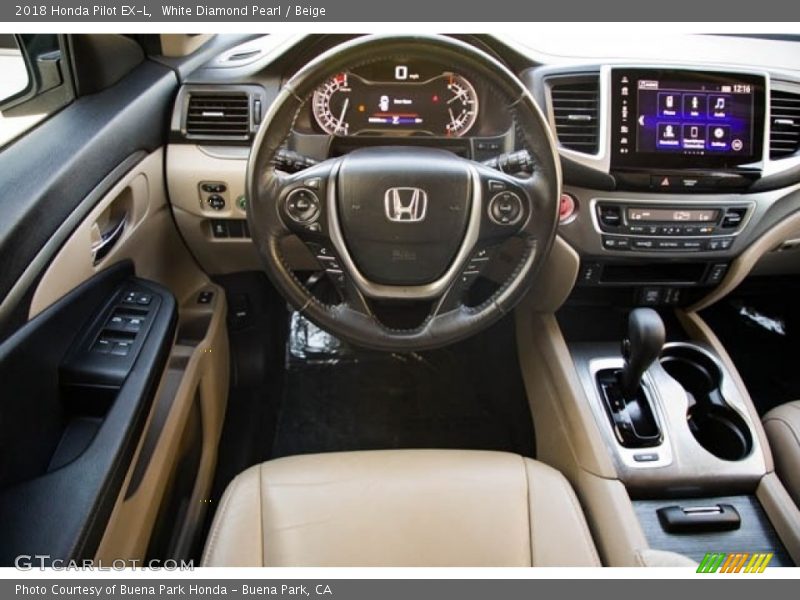 White Diamond Pearl / Beige 2018 Honda Pilot EX-L