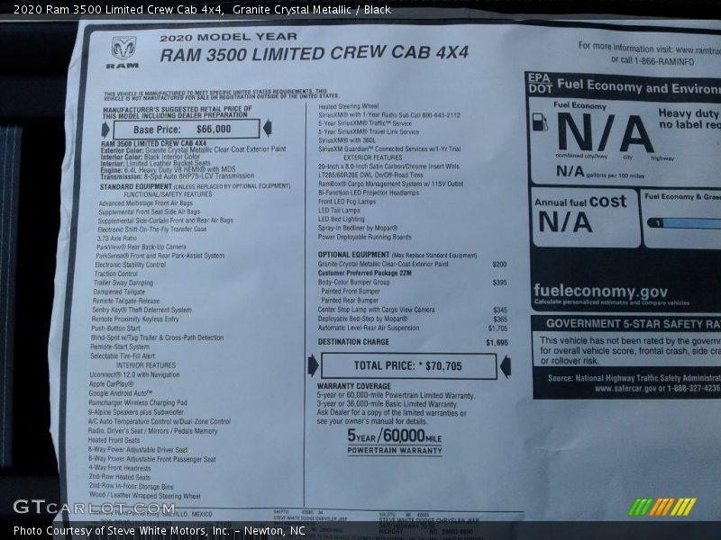 Granite Crystal Metallic / Black 2020 Ram 3500 Limited Crew Cab 4x4