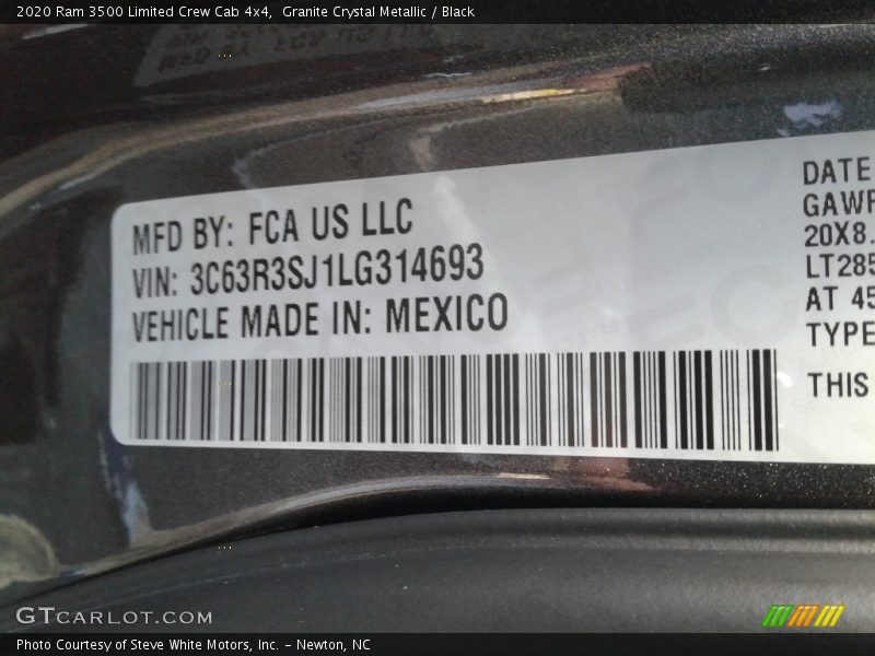 Granite Crystal Metallic / Black 2020 Ram 3500 Limited Crew Cab 4x4