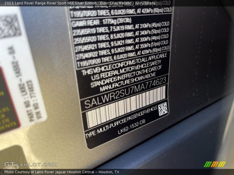 Eiger Gray Metallic / Ivory/Ebony 2021 Land Rover Range Rover Sport HSE Silver Edition