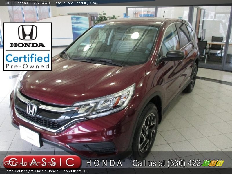 Basque Red Pearl II / Gray 2016 Honda CR-V SE AWD