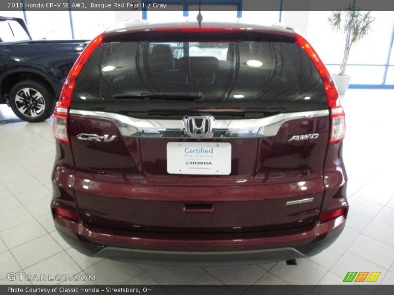Basque Red Pearl II / Gray 2016 Honda CR-V SE AWD