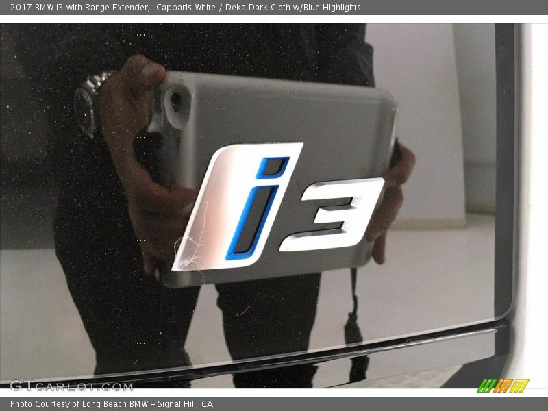 Capparis White / Deka Dark Cloth w/Blue Highlights 2017 BMW i3 with Range Extender