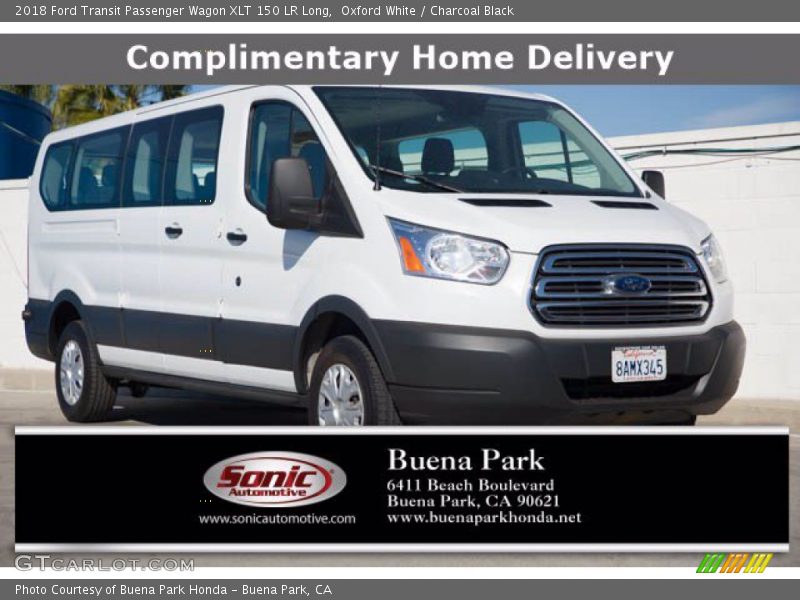 Oxford White / Charcoal Black 2018 Ford Transit Passenger Wagon XLT 150 LR Long