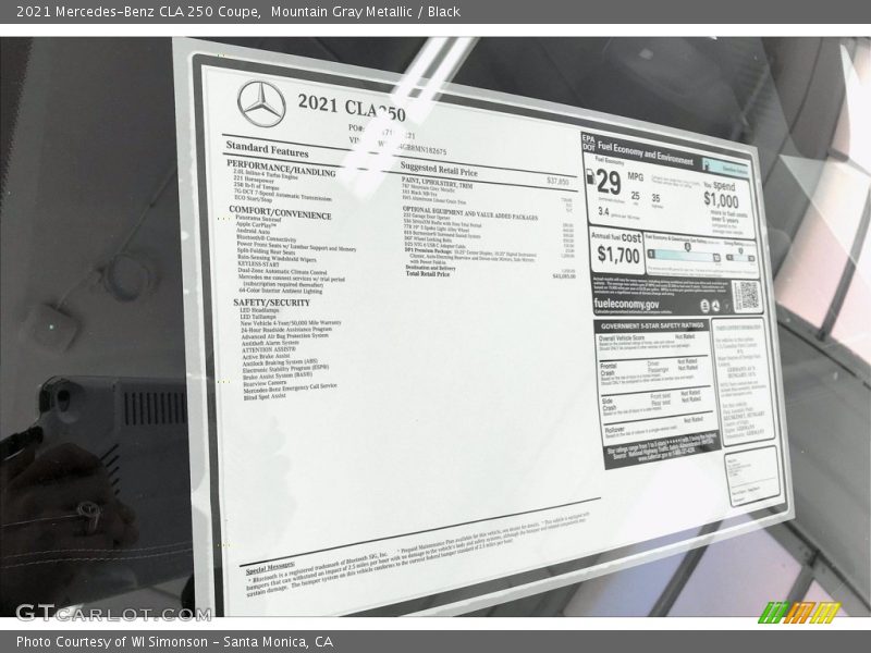 Mountain Gray Metallic / Black 2021 Mercedes-Benz CLA 250 Coupe