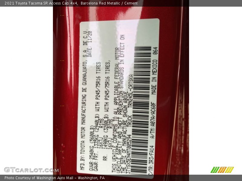 Barcelona Red Metallic / Cement 2021 Toyota Tacoma SR Access Cab 4x4