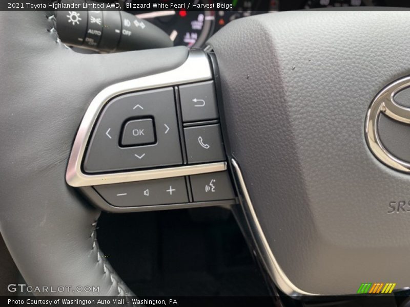 Blizzard White Pearl / Harvest Beige 2021 Toyota Highlander Limited AWD