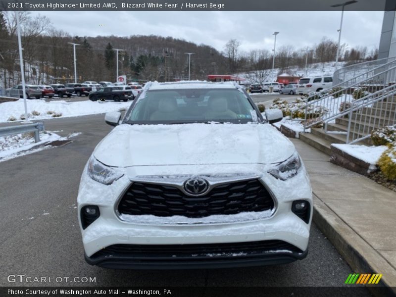 Blizzard White Pearl / Harvest Beige 2021 Toyota Highlander Limited AWD