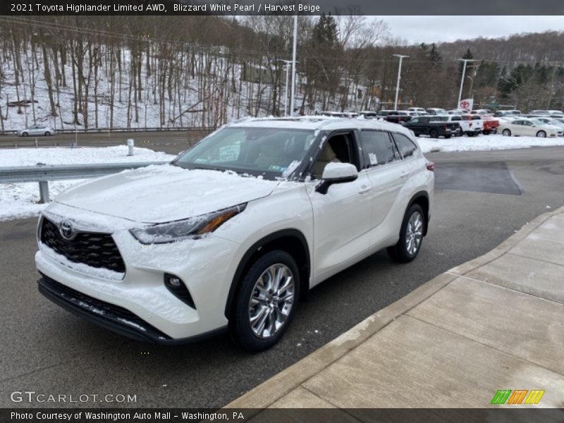 Blizzard White Pearl / Harvest Beige 2021 Toyota Highlander Limited AWD