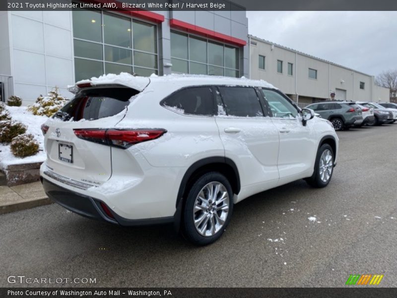 Blizzard White Pearl / Harvest Beige 2021 Toyota Highlander Limited AWD