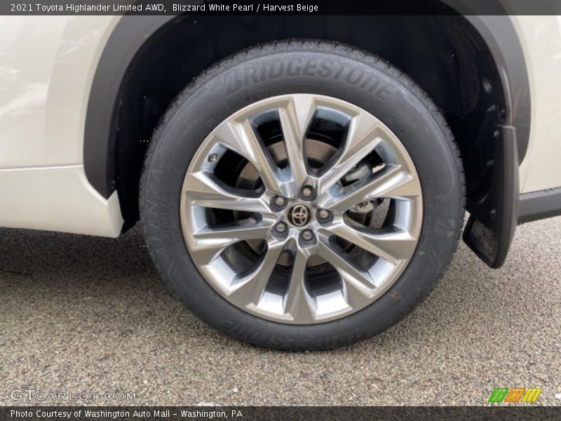 Blizzard White Pearl / Harvest Beige 2021 Toyota Highlander Limited AWD