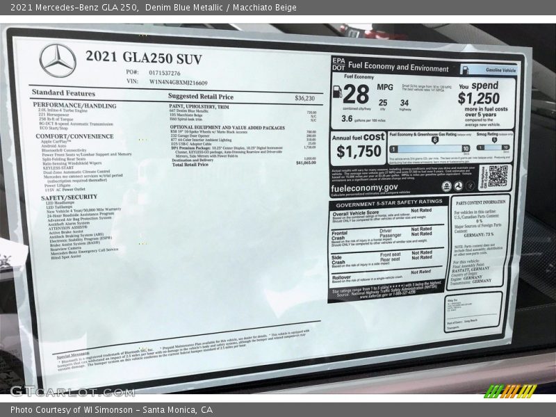 Denim Blue Metallic / Macchiato Beige 2021 Mercedes-Benz GLA 250