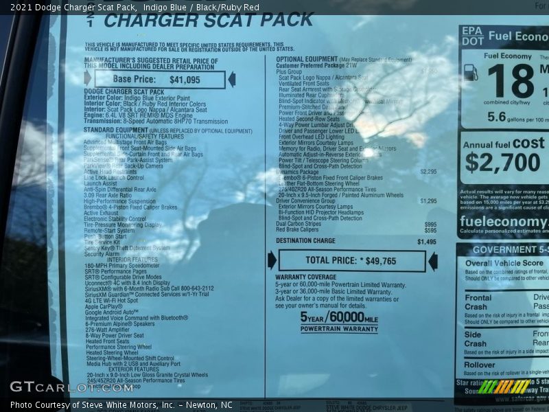 Indigo Blue / Black/Ruby Red 2021 Dodge Charger Scat Pack