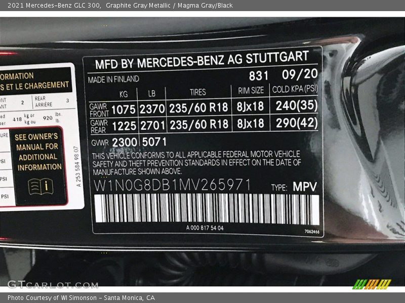 Graphite Gray Metallic / Magma Gray/Black 2021 Mercedes-Benz GLC 300