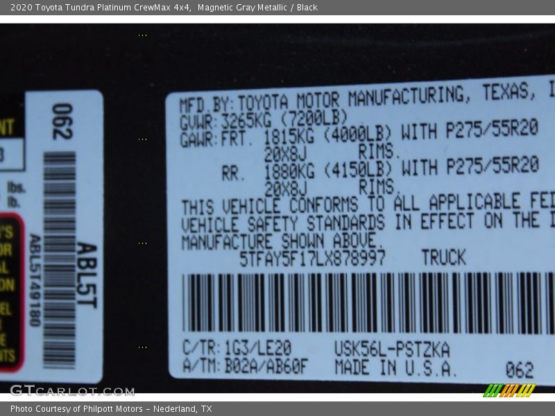 Magnetic Gray Metallic / Black 2020 Toyota Tundra Platinum CrewMax 4x4