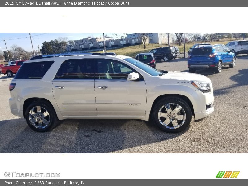 White Diamond Tricoat / Cocoa Dune 2015 GMC Acadia Denali AWD