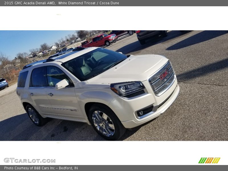 White Diamond Tricoat / Cocoa Dune 2015 GMC Acadia Denali AWD