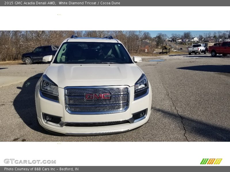 White Diamond Tricoat / Cocoa Dune 2015 GMC Acadia Denali AWD