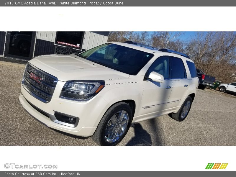 White Diamond Tricoat / Cocoa Dune 2015 GMC Acadia Denali AWD