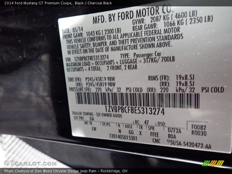 Black / Charcoal Black 2014 Ford Mustang GT Premium Coupe