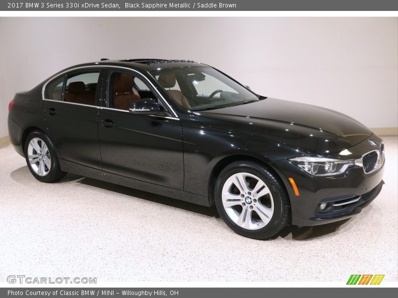 Black Sapphire Metallic / Saddle Brown 2017 BMW 3 Series 330i xDrive Sedan