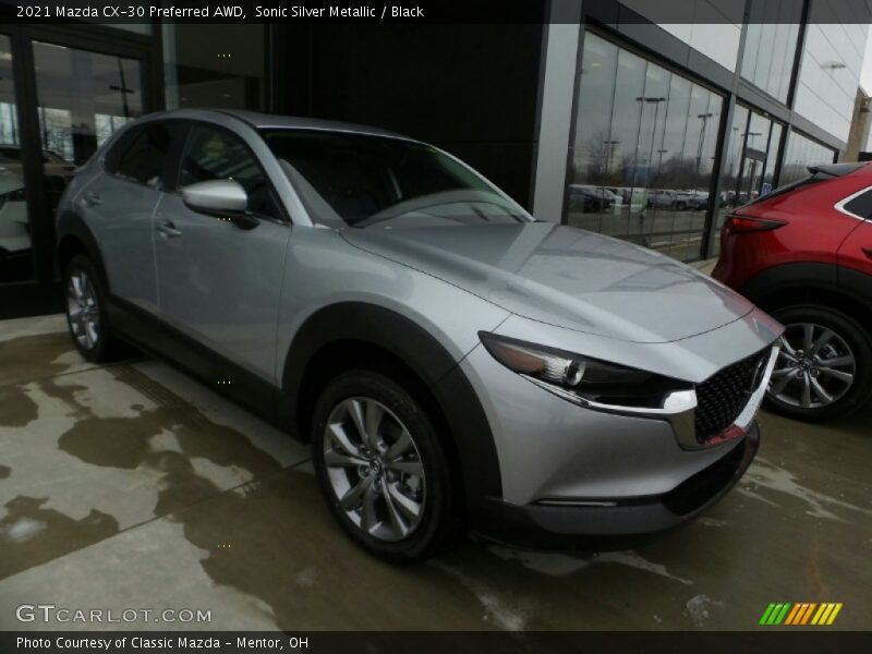 Sonic Silver Metallic / Black 2021 Mazda CX-30 Preferred AWD