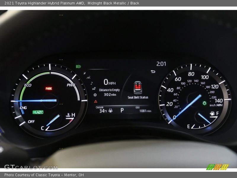 Midnight Black Metallic / Black 2021 Toyota Highlander Hybrid Platinum AWD