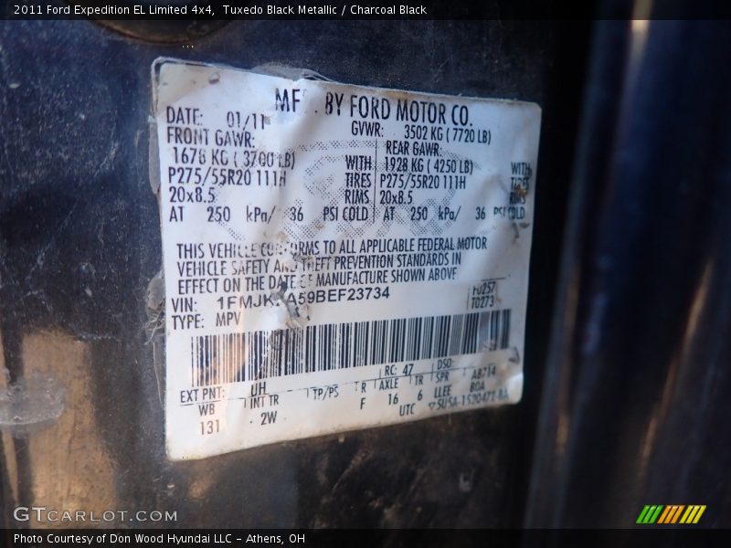 Tuxedo Black Metallic / Charcoal Black 2011 Ford Expedition EL Limited 4x4