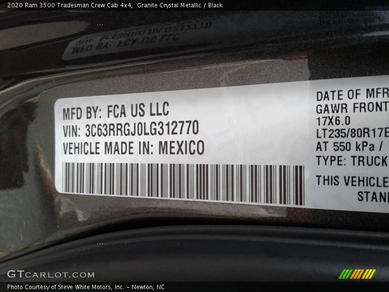 Granite Crystal Metallic / Black 2020 Ram 3500 Tradesman Crew Cab 4x4