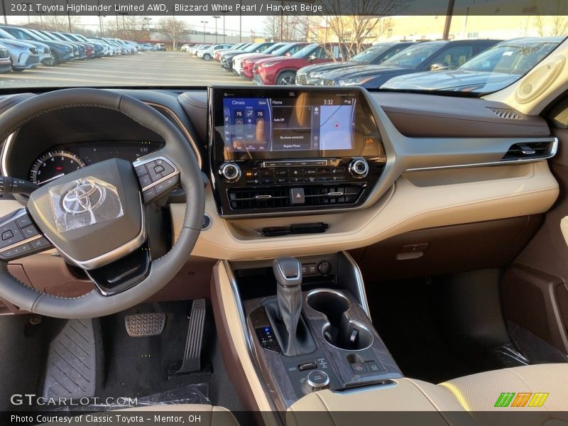 Blizzard White Pearl / Harvest Beige 2021 Toyota Highlander Limited AWD