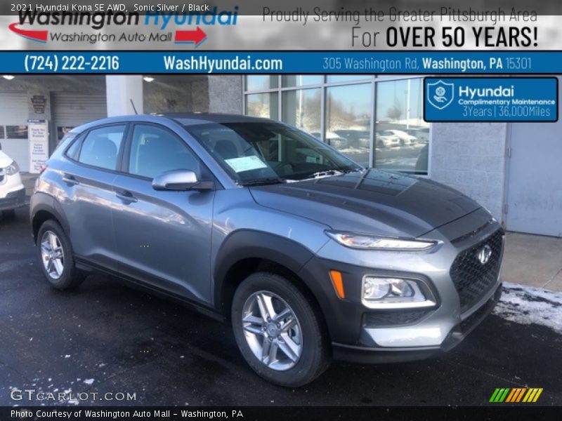 Sonic Silver / Black 2021 Hyundai Kona SE AWD